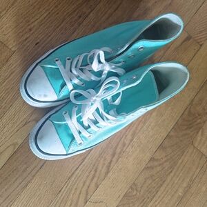 Teal High-Top Sneakers with White Laces